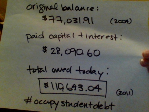 When student loan borrowers describe their situation as &#8220;desperate&#8221; and &#8220;hopeless&#8221;, these are the kinds of figures they&#8217;re dealing with.
After struggling to pay my loans since 2004, I am likely a few weeks away from default and I can&#8217;t bring myself to make another payment.