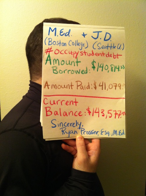 I took out federal and private loans to obtain a M.Ed. in Curriculum &amp; Instruction at Boston College and a J.D. from Seattle University. I currently teach middle school humanities in an urban district while I work to obtain my National Board certificate. After 4 years of paying over $40,000, I now owe approximately $3000 more than when I started. 